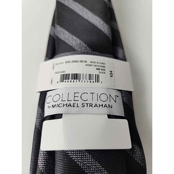 Michael Strahan Collection Men's Neck Tie Black Stripe - NEW MSRP $34 - Picture 5 of 6
